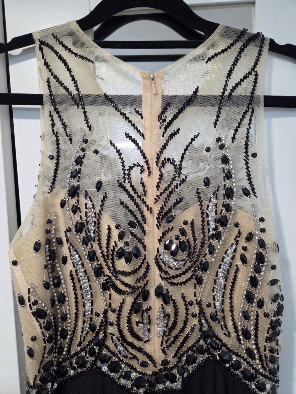Dave & Johnny Beaded Black & Nude Evening Gown - Picture 9 of 12